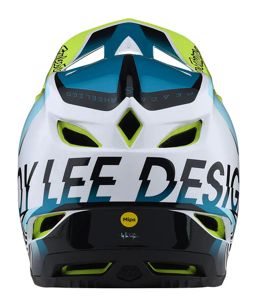 Troy Lee Designs D4 Composite Full Face Helmet - Qualifier - White-Green - 2022 - Image 3