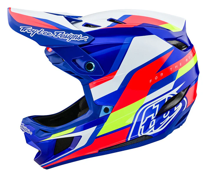 Troy Lee Designs D4 Composite Full Face Helmet with MIPS - Omega - White-Blue - Image 4