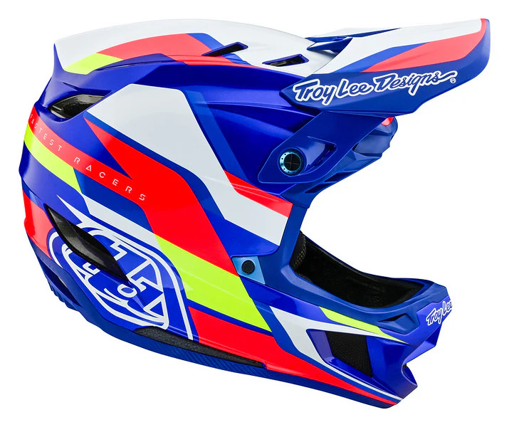 Troy Lee Designs D4 Composite Full Face Helmet with MIPS - Omega - White-Blue - Image 5