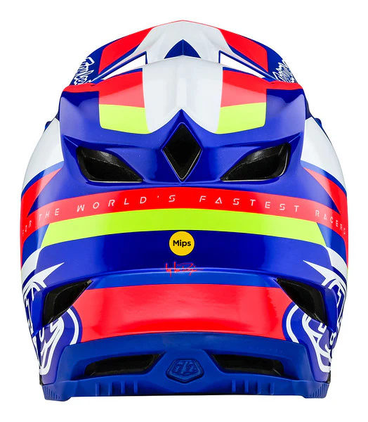 Troy Lee Designs D4 Composite Full Face Helmet with MIPS - Omega - White-Blue - Image 7