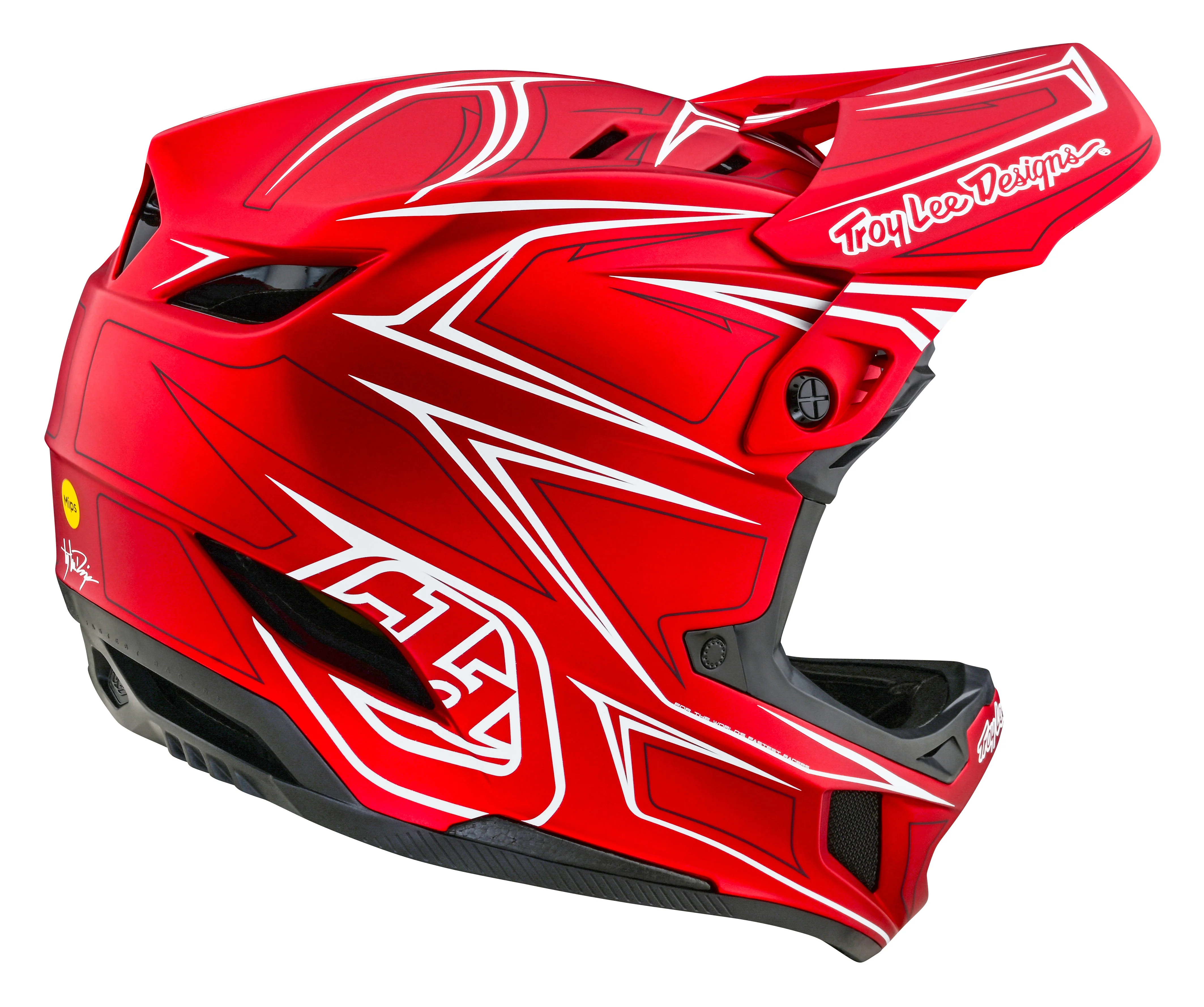 Troy Lee Designs D4 Composite Full Face Helmet with MIPS - Pinned - Red - Image 5