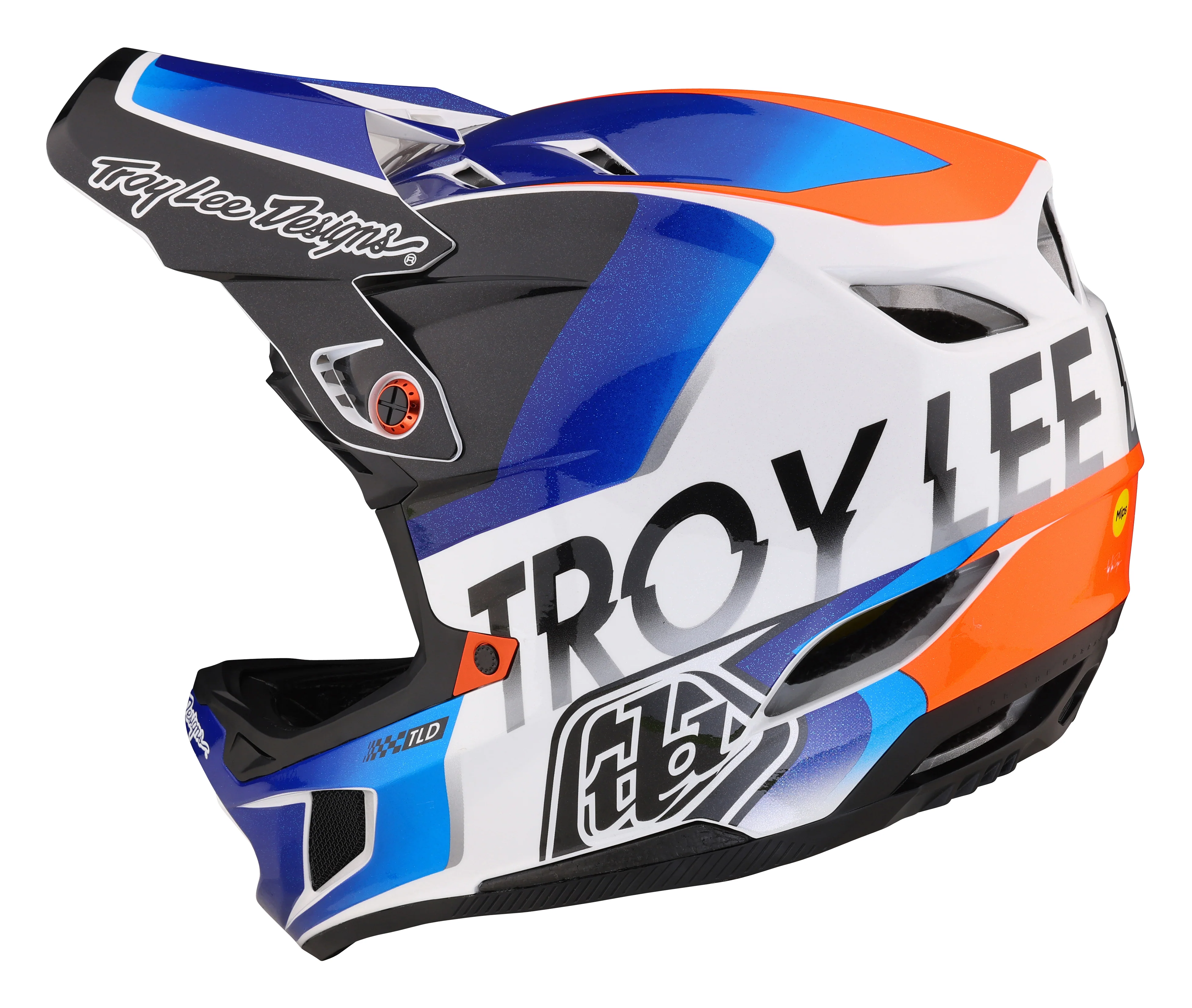 Troy Lee Designs D4 Composite Full Face Helmet with MIPS - Qualifier - White-Blue - 2023 - Image 3