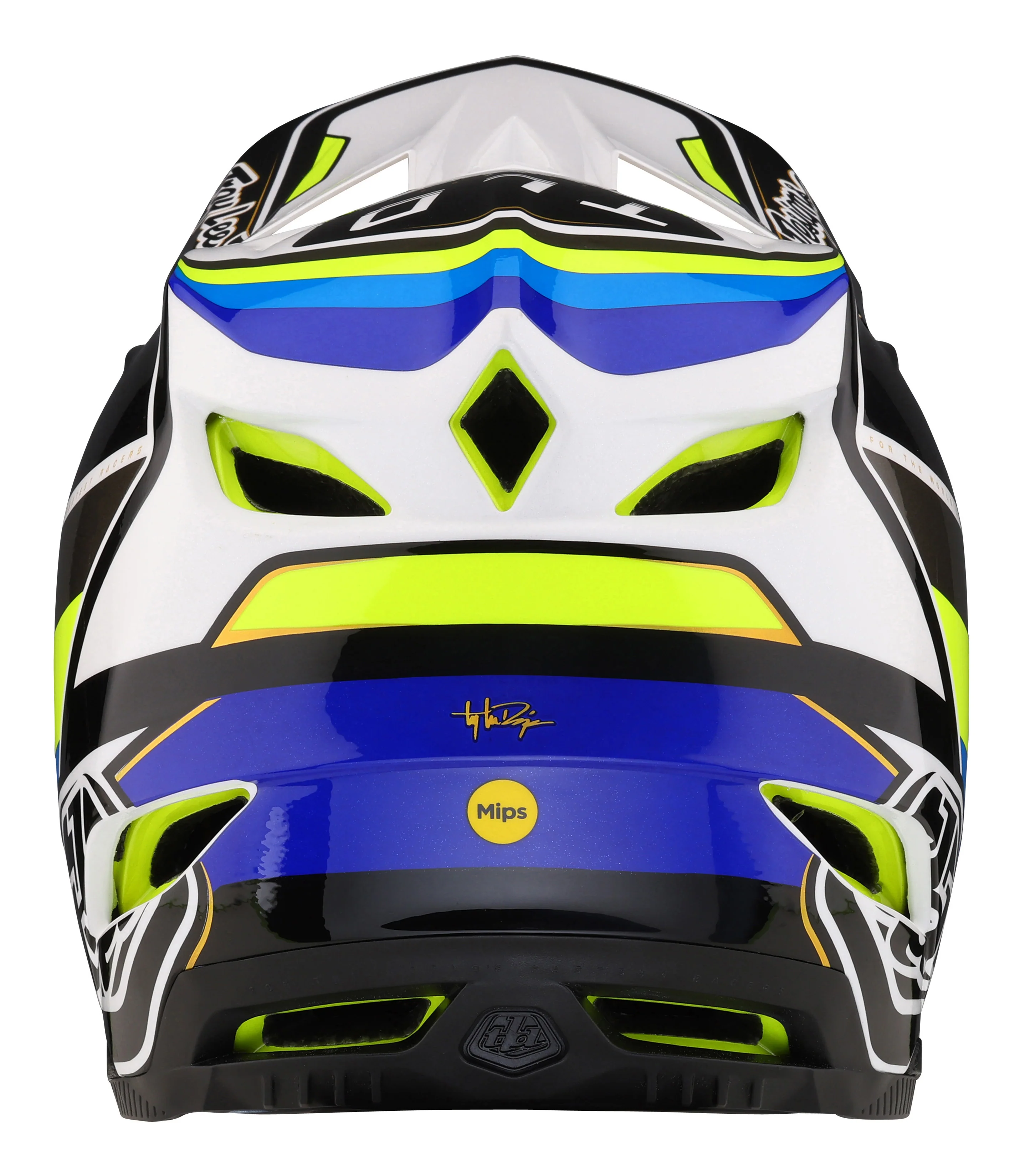 Troy Lee Designs D4 Composite Full Face Helmet with MIPS - Reverb - White-Blue - Image 7