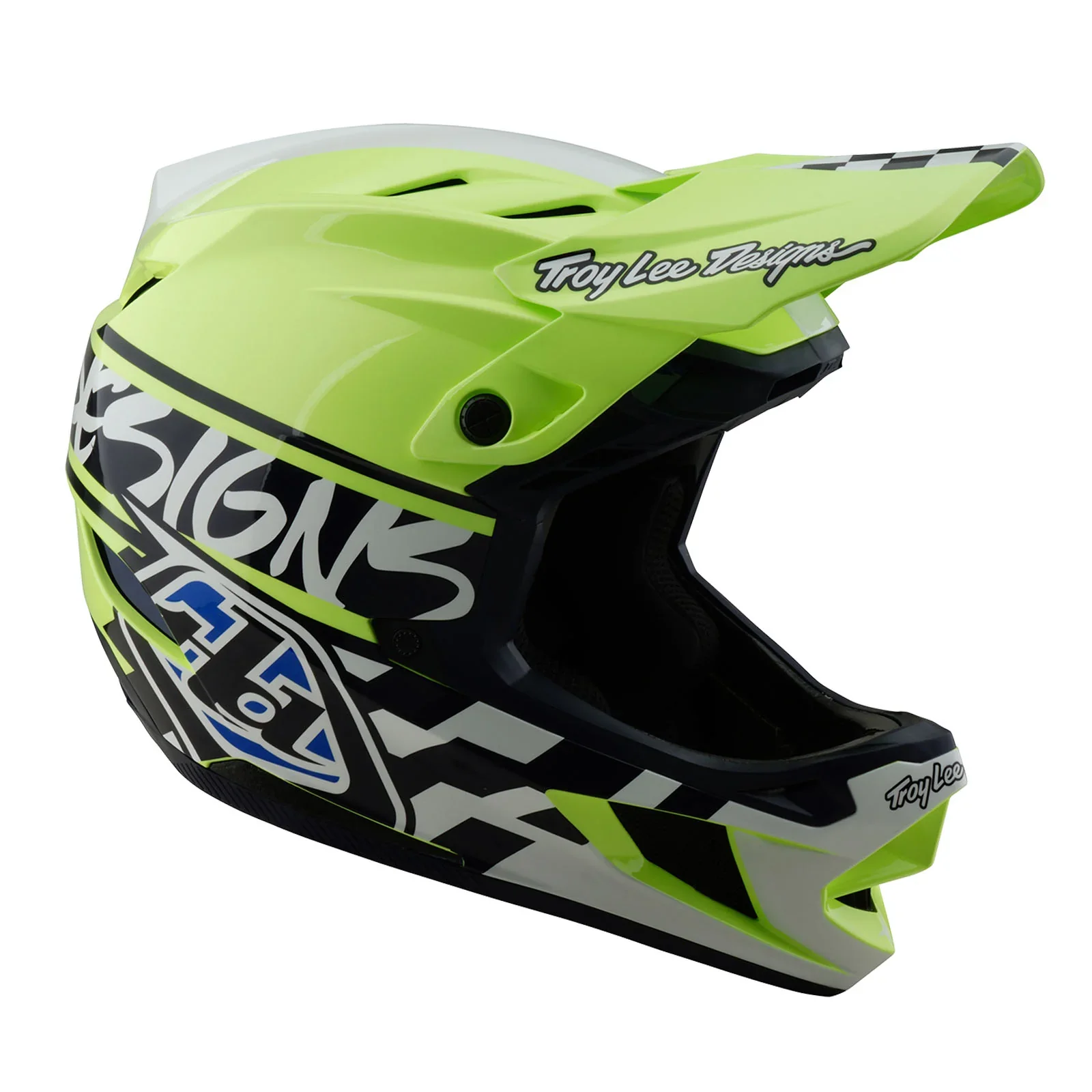 Troy Lee Designs D4 Polyacrylite Full Face Helmet - Fifty-50 - Navy-Glo Yellow - Image 6