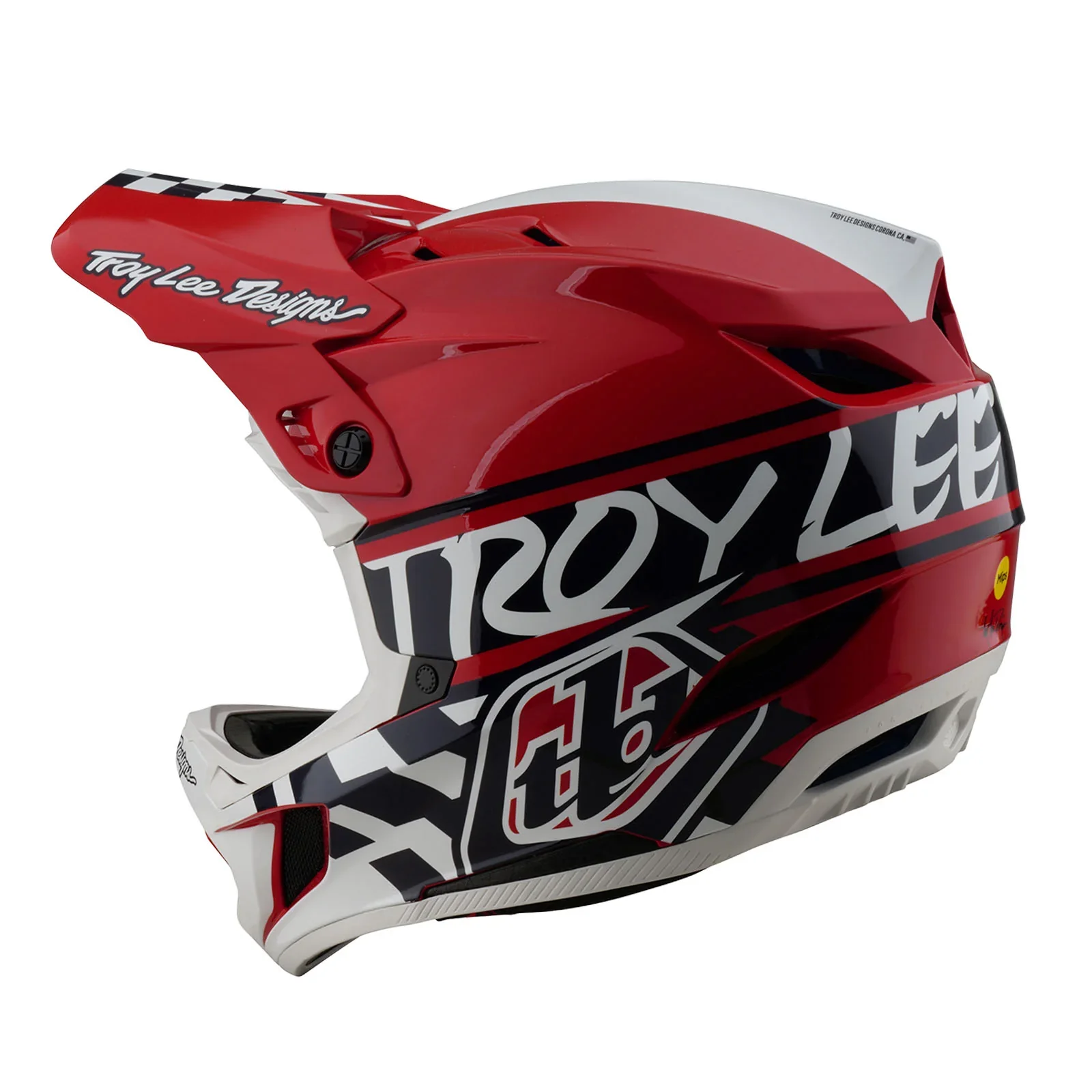 Troy Lee Designs D4 Polyacrylite Full Face Helmet - Fifty-50 - White-Red - Image 2