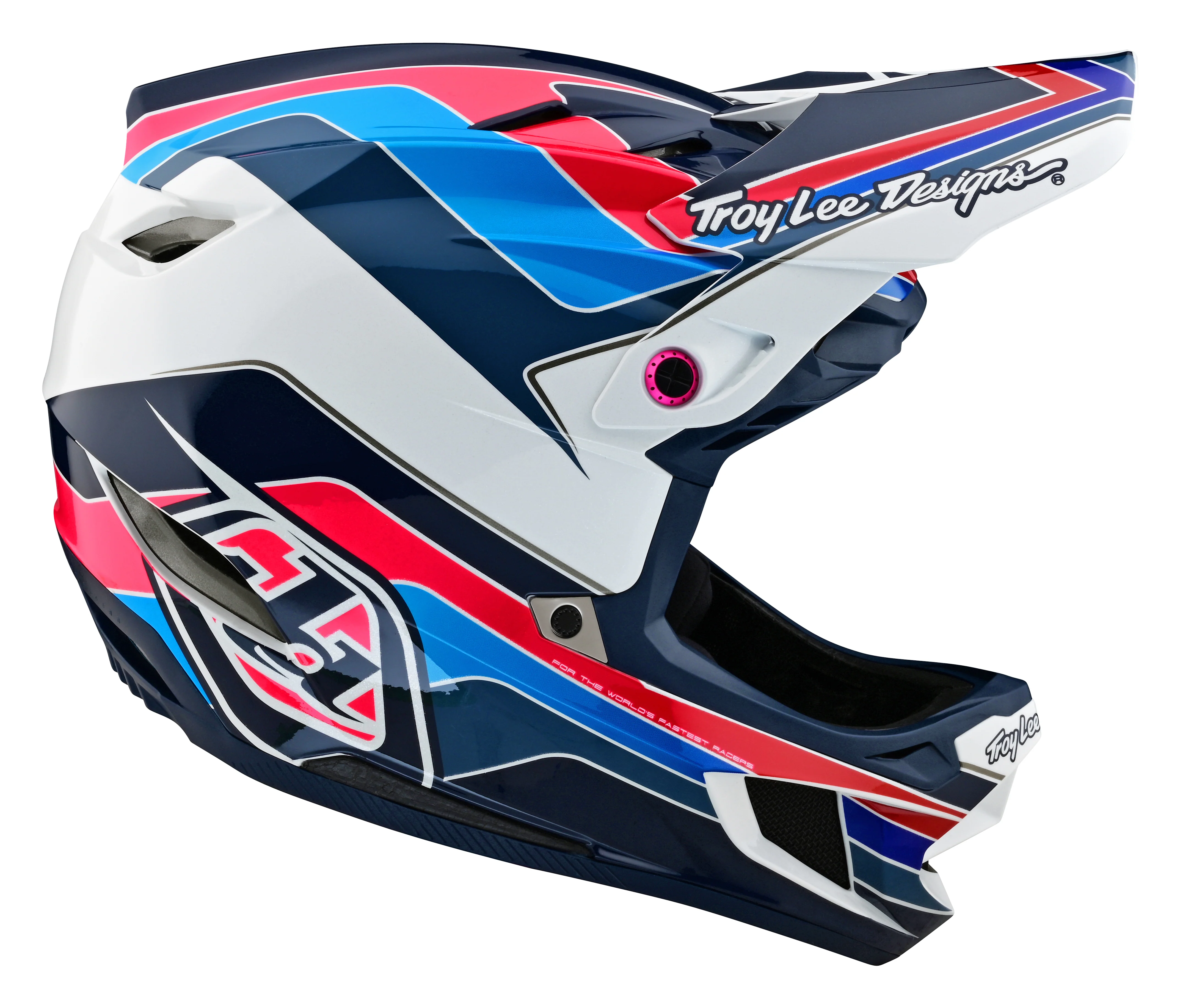 Troy Lee Designs D4 Polyacrylite Full Face Helmet with MIPS - Block - Blue-White - Image 6