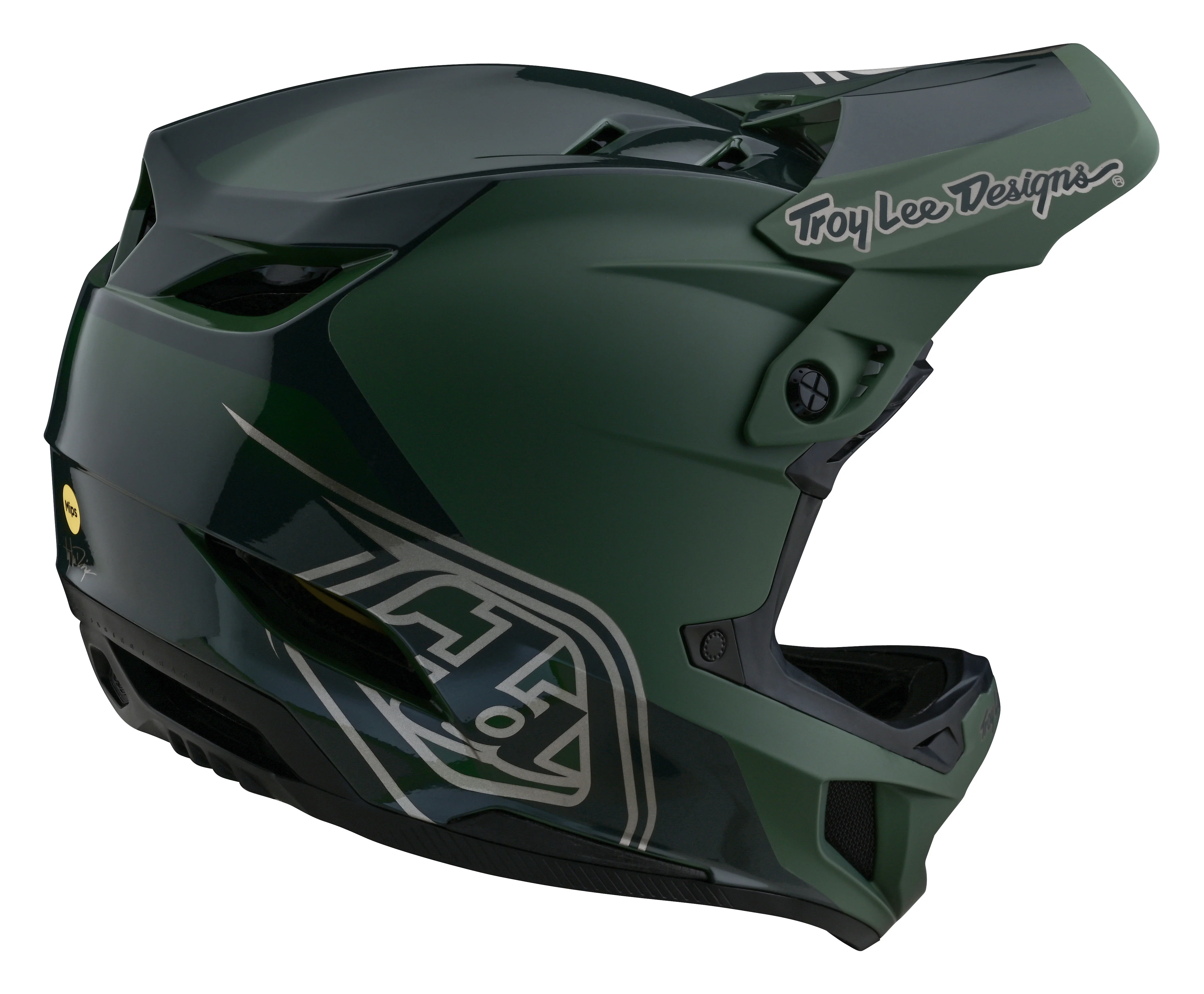 Troy Lee Designs D4 Polyacrylite Full Face Helmet with MIPS - Shadow - Olive - Image 5