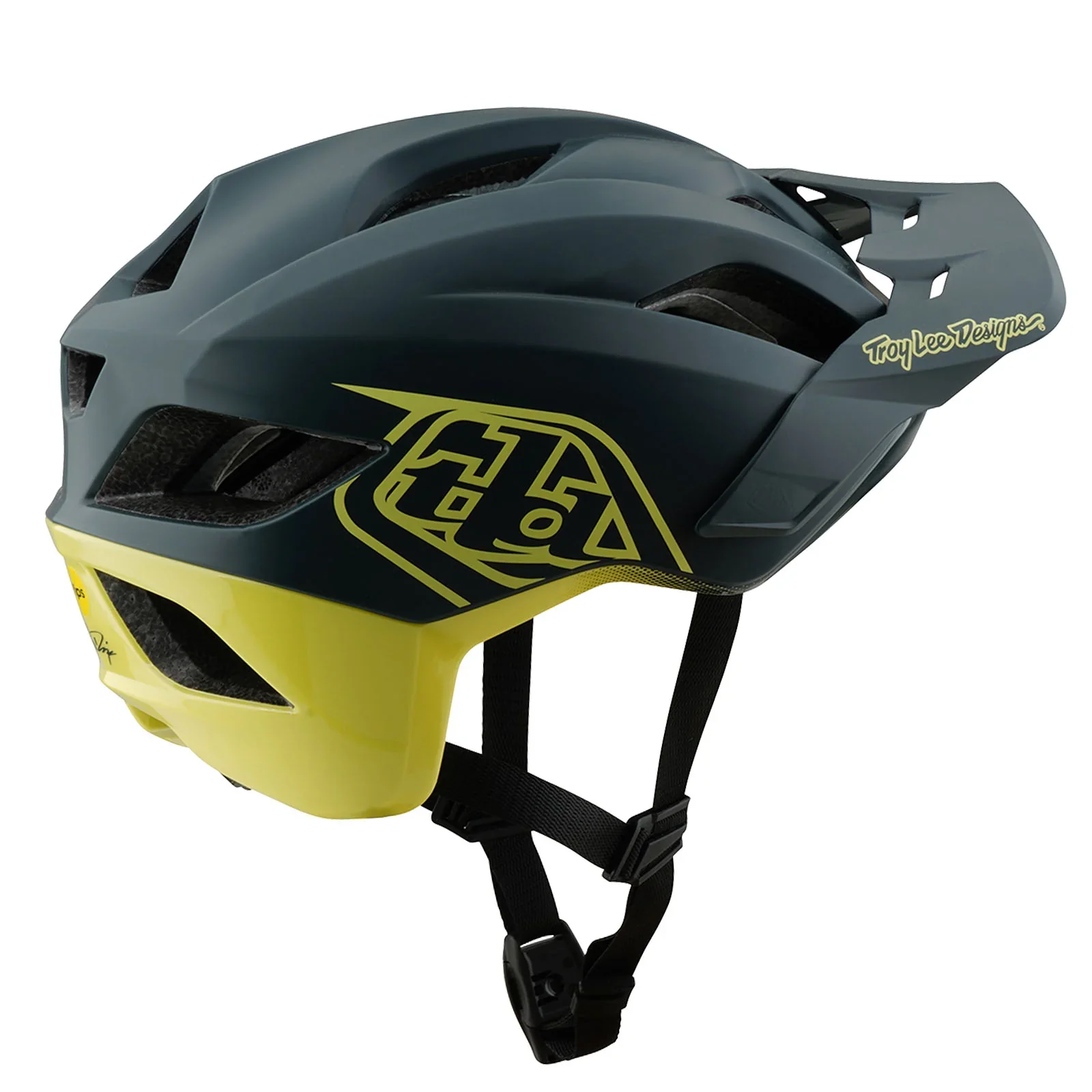 Troy Lee Designs Flowline SE MTB Helmet - Badge - Gray-Glo Yellow - Image 3