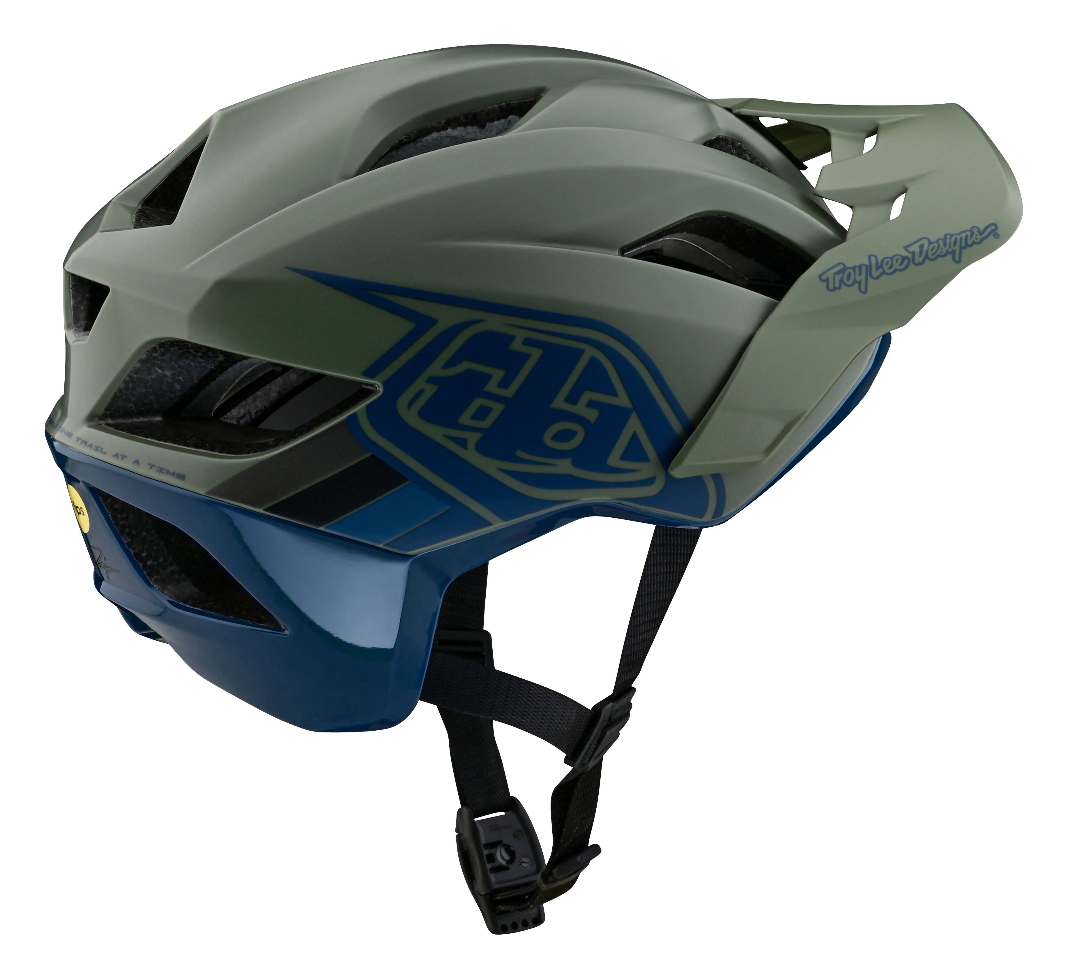 Troy Lee Designs Flowline SE MTB Helmet - Badge - Olive-Indigo - Image 3