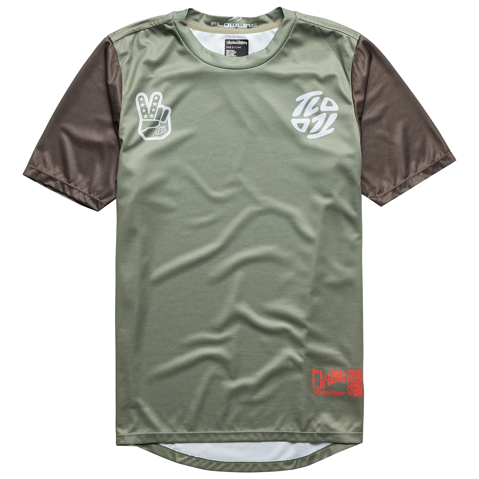 Troy Lee Designs Flowline Short Sleeve MTB Jersey - Flipped - Olive