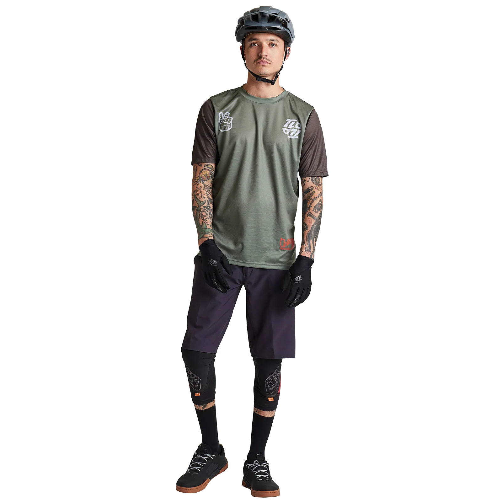Troy Lee Designs Flowline Short Sleeve MTB Jersey - Flipped - Olive - Image 5