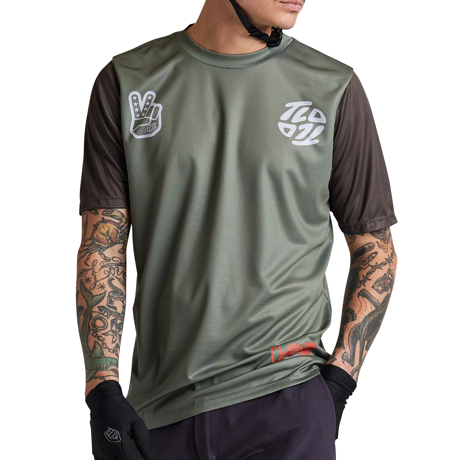 Troy Lee Designs Flowline Short Sleeve MTB Jersey - Flipped - Olive - Image 8