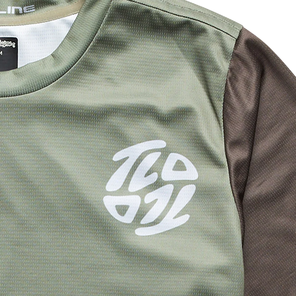 Troy Lee Designs Flowline Short Sleeve MTB Jersey - Youth - Flipped - Olive - Image 2