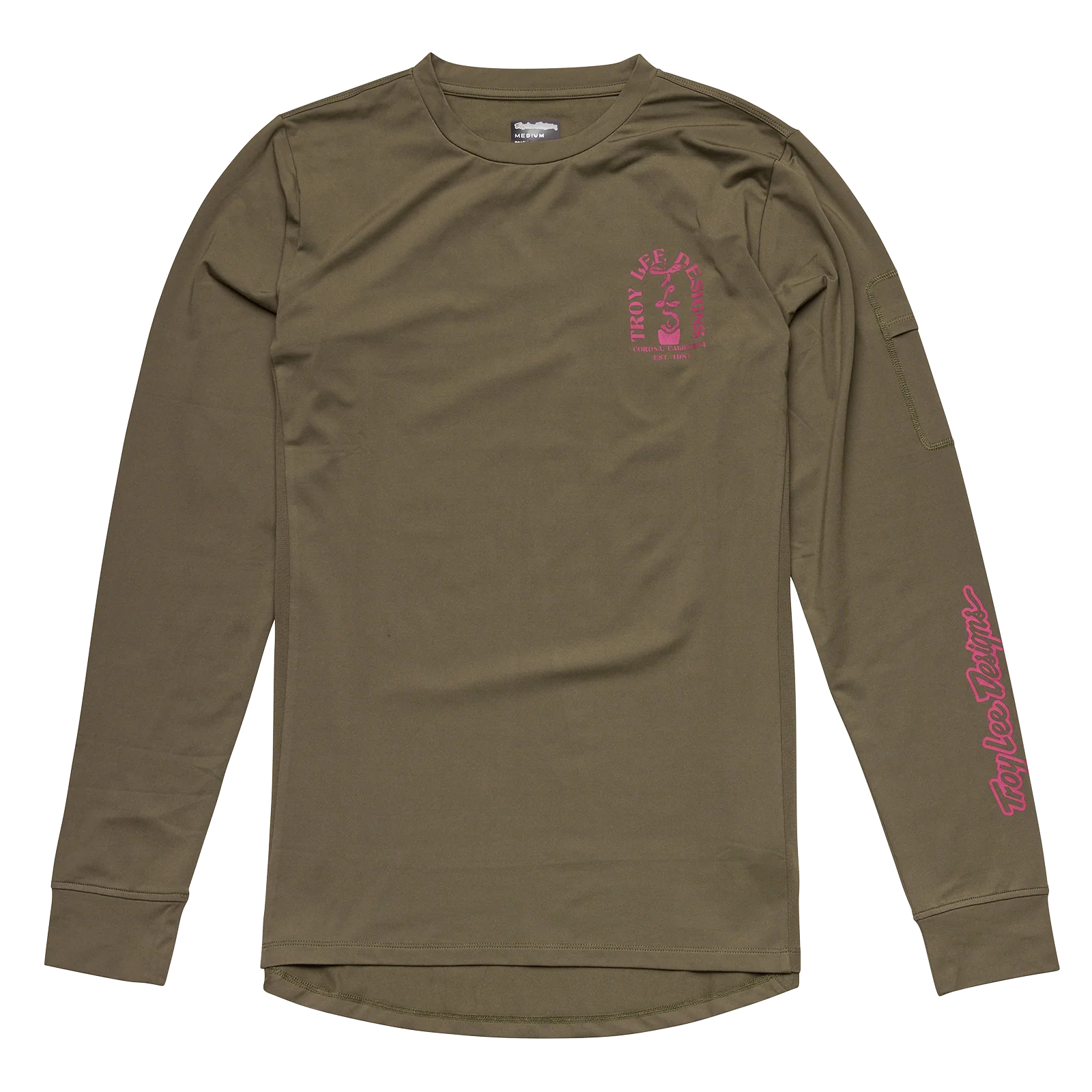 Troy Lee Designs Ruckus Long Sleeve Ride Tee - Bolts - Fangs - Olive