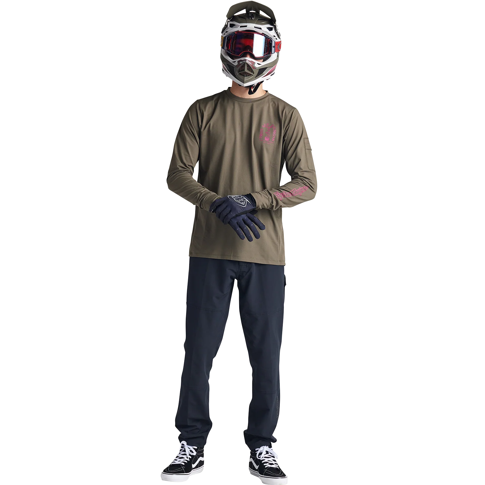Troy Lee Designs Ruckus Long Sleeve Ride Tee - Bolts - Fangs - Olive - Image 5