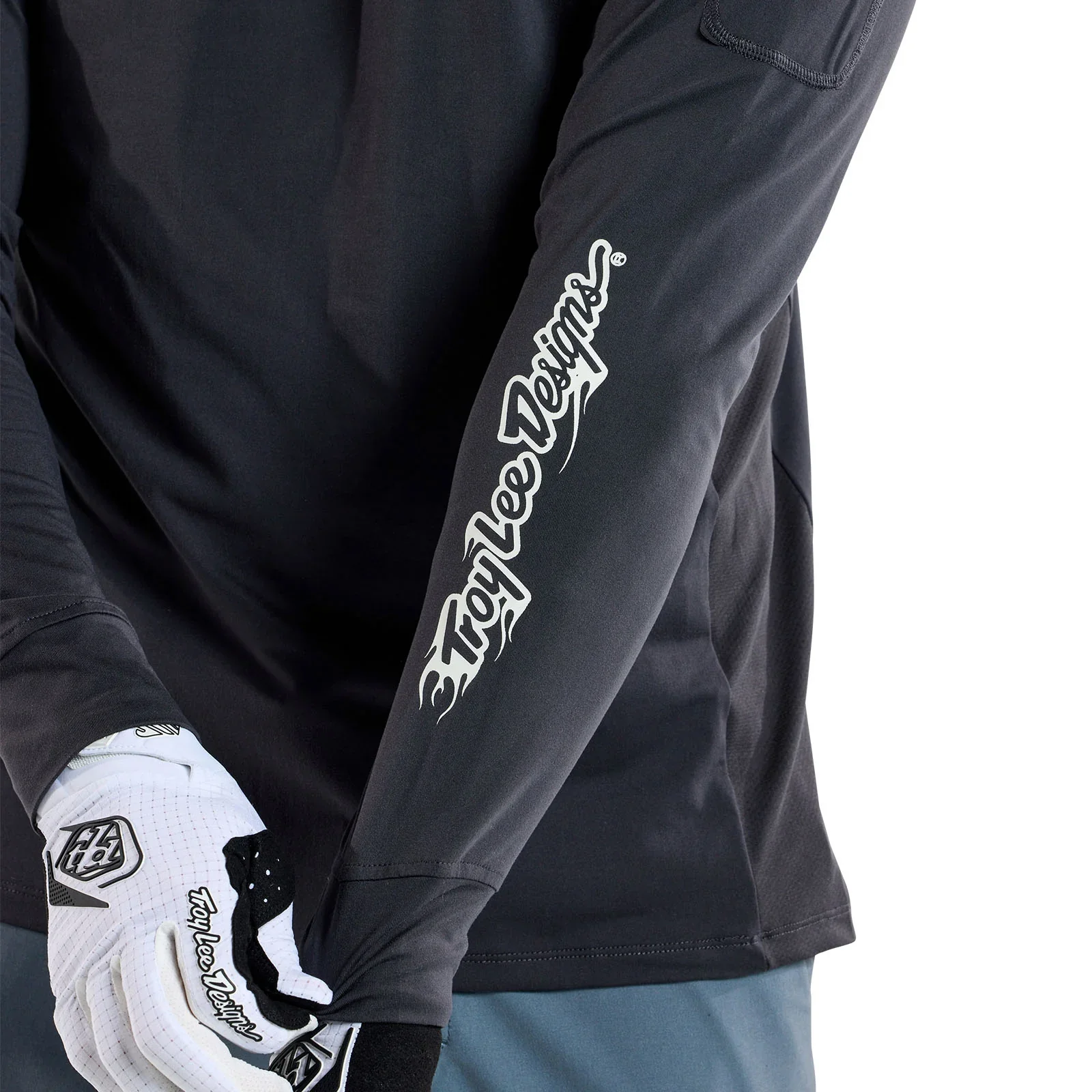 Troy Lee Designs Ruckus Long Sleeve Ride Tee - Burn Out - Carbon - Image 10