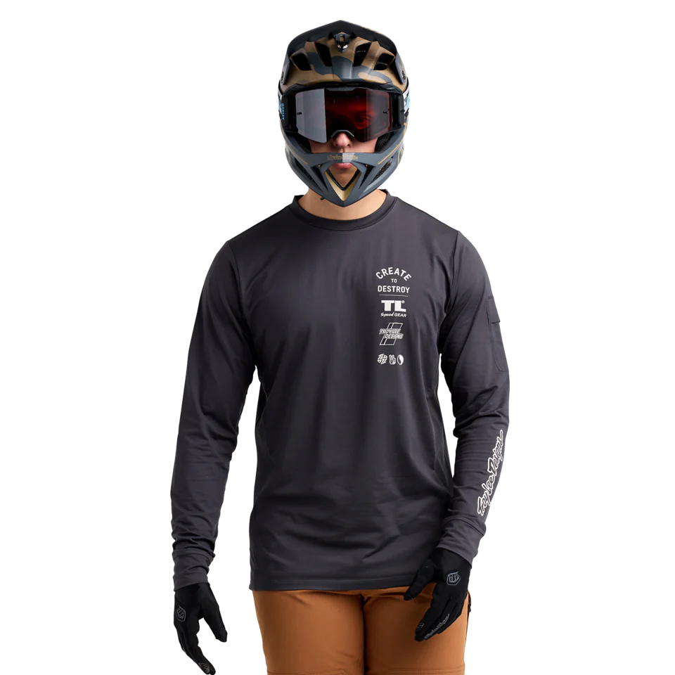 Troy Lee Designs Ruckus Long Sleeve Ride Tee - Destroy - Carbon