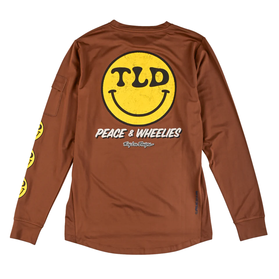 Troy Lee Designs Ruckus Long Sleeve Ride Tee - Wheelies - Chocolate - Image 2