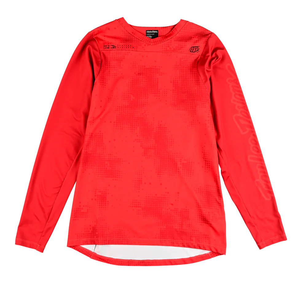 Troy Lee Designs Skyline Chill Long Sleeve MTB Jersey - Scattered - Fire Orange