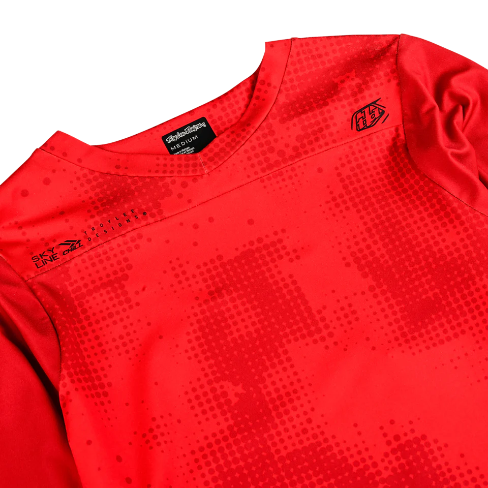 Troy Lee Designs Skyline Chill Long Sleeve MTB Jersey - Scattered - Fire Orange - Image 3