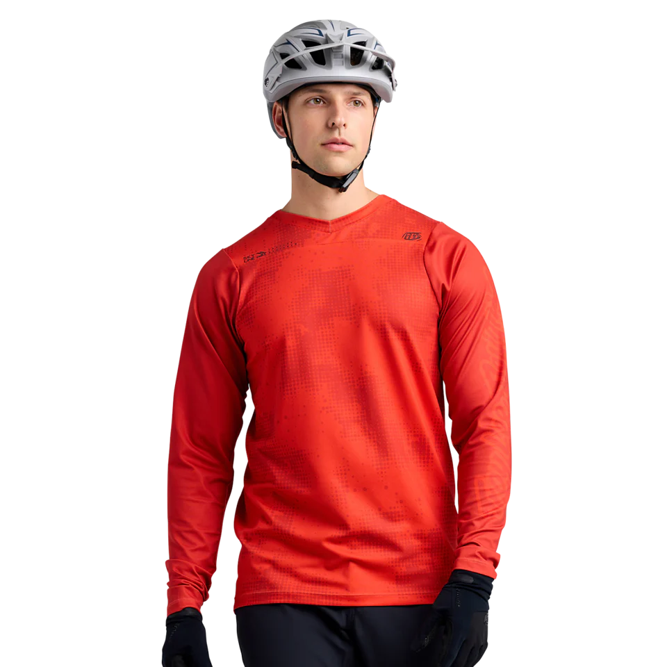 Troy Lee Designs Skyline Chill Long Sleeve MTB Jersey - Scattered - Fire Orange - Image 5
