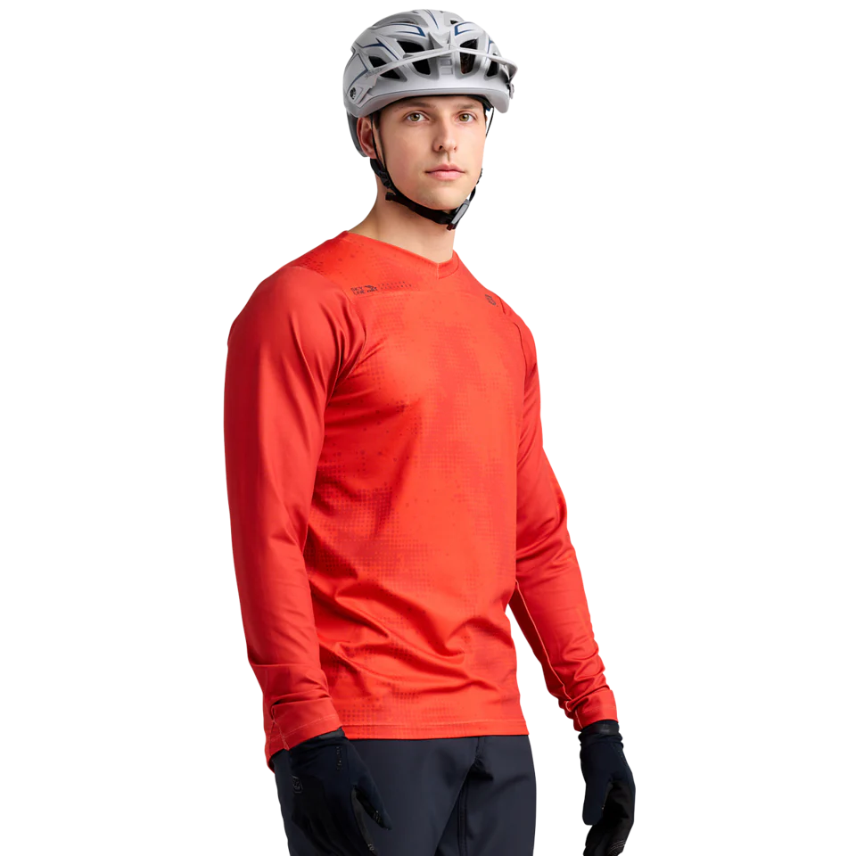 Troy Lee Designs Skyline Chill Long Sleeve MTB Jersey - Scattered - Fire Orange - Image 6