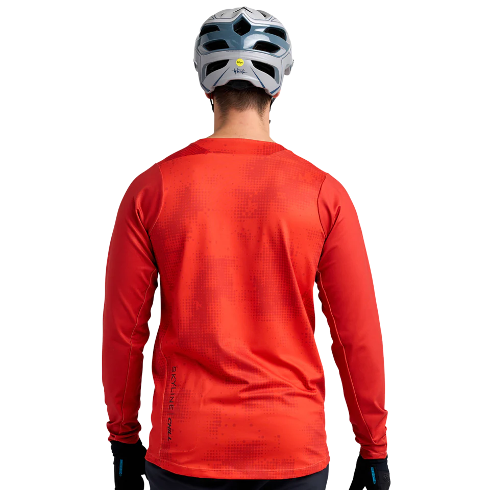 Troy Lee Designs Skyline Chill Long Sleeve MTB Jersey - Scattered - Fire Orange - Image 7
