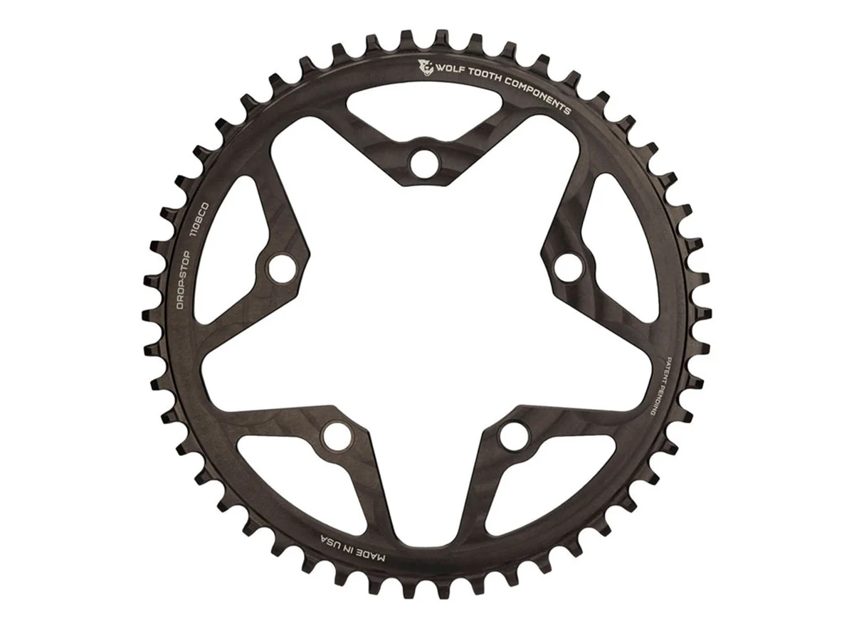 Wolf Tooth Components Drop-Stop 110 BCD Flat Top Cyclocross/Road Chainring - Black