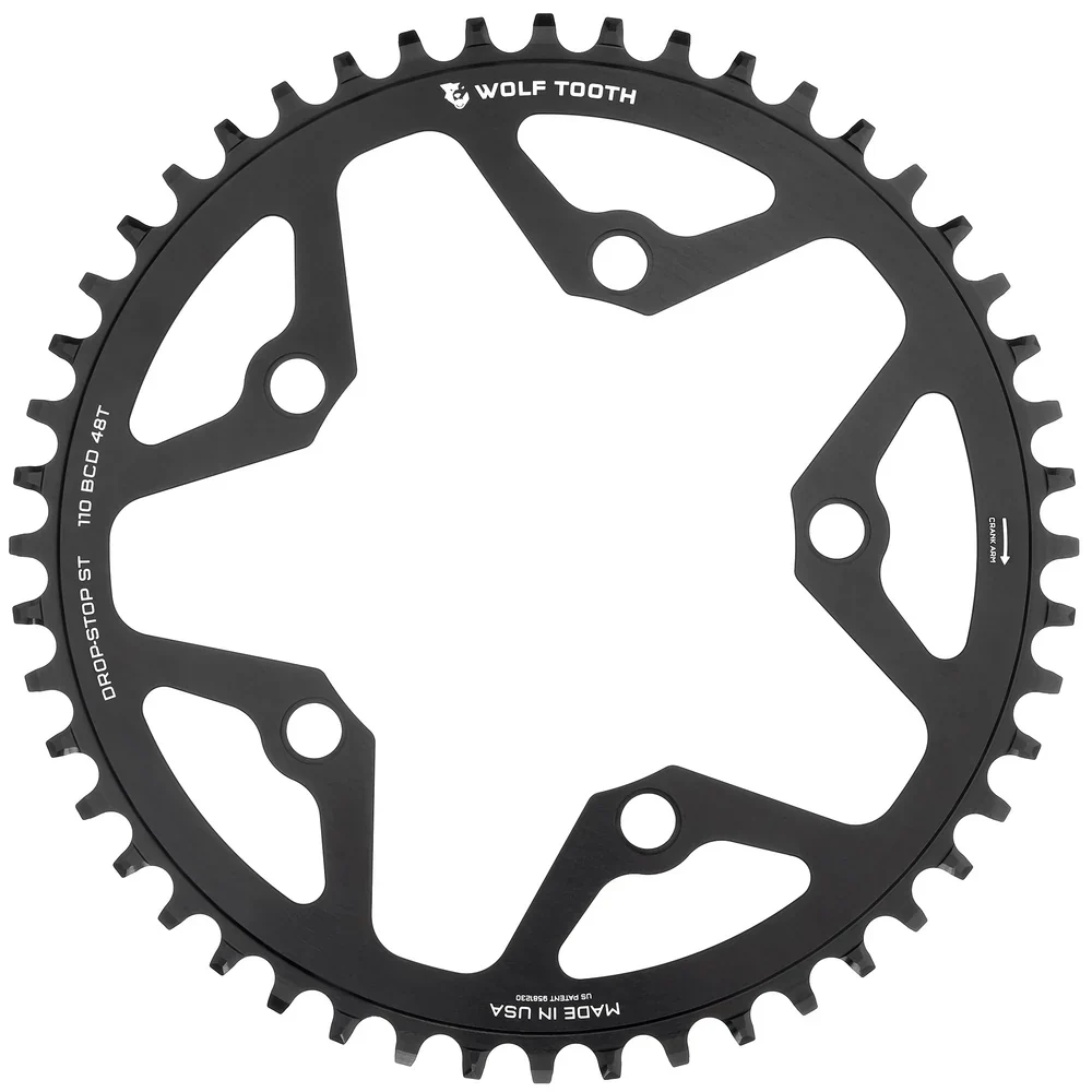 Wolf Tooth Components Drop-STop ST 110 BCD Gravel/CX/Road Chainring - Black - Image 2
